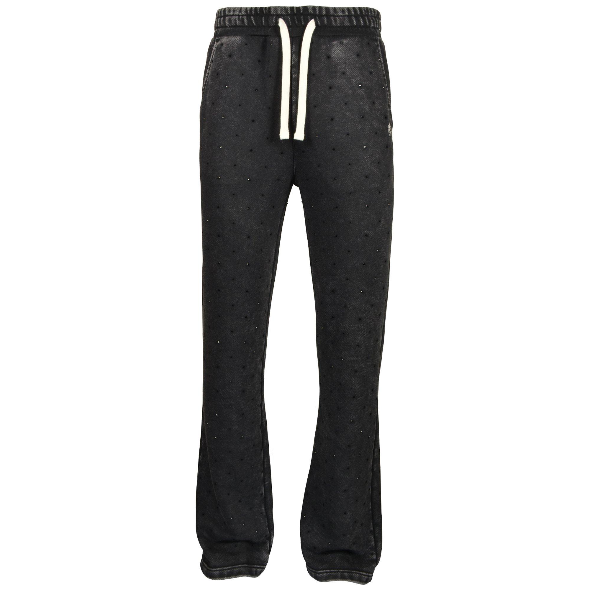 WASHED RHINESTONE STACKED PNT BLACK - BLACK